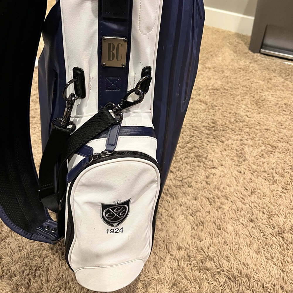 TITLEIST LINKSMASTER THE MEMBERS BAG - NAVY, WHITE, 3-WAY TOP, WATER-RESISTANT